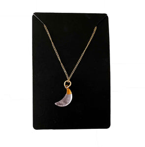 Rose Quartz Moon Necklace (Gold Filled)