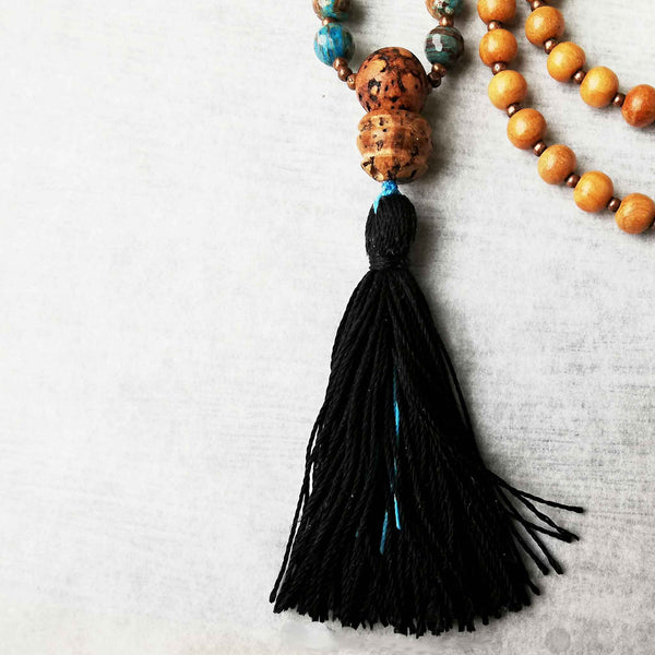 Mala Beads with Black Silk Tassel