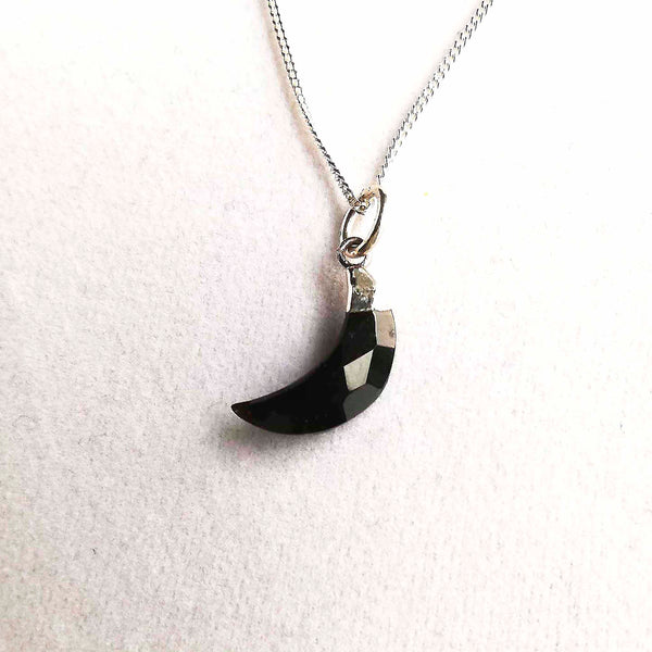 Black Onyx Moon Necklace (Silver)